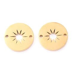 Oro Conectores de eslabones de acero inoxidable, plano y redondo con estrella, dorado, 10x1.2 mm, agujero: 1 mm