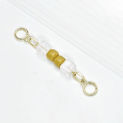 Dark Khaki Resin Bead Bag Extension Chains, with Alloy Spring Gate Ring, Purse Making Supplies, Dark Khaki, 15.5cm
