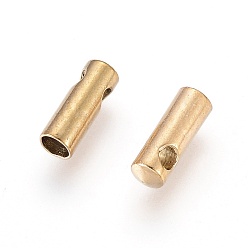 Oro Revestimiento iónico (ip) 304 extremos de cable de acero inoxidable, tapas de los extremos, columna, dorado, 7.5x2.6 mm, agujero: 1.2 mm, diámetro interior: 2 mm