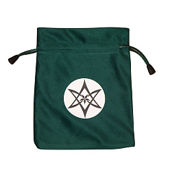 Estrella Bolsa de almacenamiento de cartas de tarot, tarot de terciopelo mochilas de cuerdas, para brujería wiccan altar suministros, Rectángulo, patrón de estrella, 180x140 mm