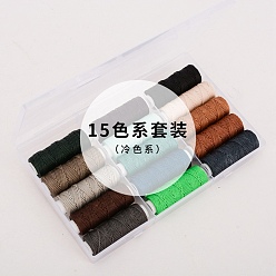 Colorful 15 Rolls 15 Colors Sewing Threads, Flat Durable Strong Bounded, Polyester Leather Sewing Waxed Thread, Colorful, 0.45mm, about 43.74 Yards(40m)/Roll, 1roll/color