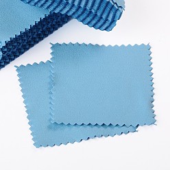 Light Sky Blue Suede Fabric Square Silver Polishing Cloth, Jewelry Cleaning Cloth, 925 Sterling Silver Anti-Tarnish Cleaner, Light Sky Blue, 78.5x78.5x0.2mm