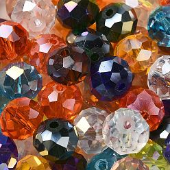 Color mezclado Perlas de vidrio, facetados, Rondana plana, color mezclado, 8x6 mm, agujero: 1 mm, Sobre 1210 unidades / 500 g