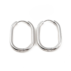 Stainless Steel Color 304 Stainless Steel Oval Hoop Earrings, Stainless Steel Color, 27x19.5x3mm, Pin: 1mm