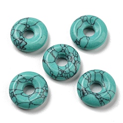 Synthetic Turquoise Synthetic Turquoise Pendants, Donut/Pi Disc Charms, 17~18x4~6mm, Hole: 5~6mm