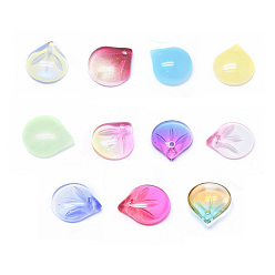 Mixed Color Glass Charms, for DIY Jewelry Making, Petal, Mixed Color, 15x13.5x4mm, Hole: 1.2mm