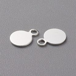925 Sterling Silver Plated Brass Charms, Stamping Blank Tag, Long-Lasting Plated, Flat Round, 925 Sterling Silver Plated, 8.5x6x0.5mm, Hole: 1.5mm