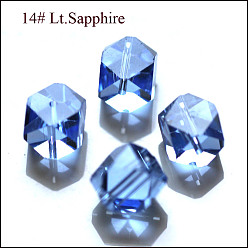 Bleu Ciel Clair Imitations de perles de cristal autrichien, grade de aaa, facette, perles de cube sans coin, lumière bleu ciel, 7.5x7.5x7.5mm, Trou: 0.9~1mm