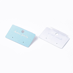 Sky Blue Plastic Display Cards, Used For Earrings, Rectangle, Sky Blue, 3.1x5.2x0.7~0.8cm, Hole: 6mm