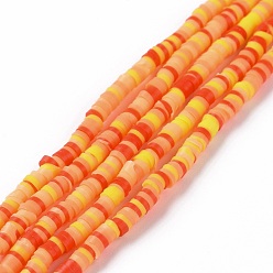 Light Salmon Handmade Polymer Clay Beads Strands, for DIY Jewelry Crafts Supplies, Heishi Beads, Disc/Flat Round, Light Salmon, 3x0.6~1.2mm, Hole: 1.6~1.8mm, about 412pcs/strand, 15.94 inch(40.5cm)