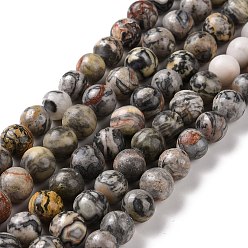 Picasso Jasper Natural Map Stone/Picasso Stone/Picasso Jasper Beads Strands, Round, 8mm, Hole: 1.2mm, about 46~48pcs/strand, 14.88~15.24''(37.8~38.7cm)