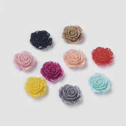 Mixed Color Opaque Resin Cabochons, Flower, Mixed Color, 14x6mm