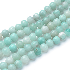 Amazonite Natural Amazonite Beads Strands, Round, 10~10.5mm, Hole: 1.2mm, about 37~40pcs/strand, 14.9~15.1 inch(38~38.5cm)