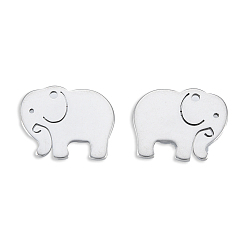 Stainless Steel Color 201 Stainless Steel Charms, Elephant, Stainless Steel Color, 12x15x1mm, Hole: 1.2mm