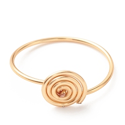 Golden Copper Wire Wrap Vortex Finger Ring for Women, Golden, US Size 8 3/4(18.7mm)