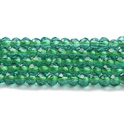 Verdemar Claro Cuentas de vidrio transparentes, ronda facetas, verde mar claro, 2x2 mm, agujero: 0.6 mm, sobre 184 unidades / cadena, 14.49'' (36.8 cm)