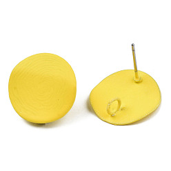 Amarillo Hallazgos de aretes de hierro pintado en aerosol, con bucles verticales, plano y redondo, amarillo, 17 mm, agujero: 2.5 mm, pin: 0.7 mm