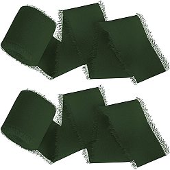 Темно-оливково-зеленый 5м полиэфирная шифоновая лента, Лента с необработанными краями для изготовления ювелирных бантов своими руками, Подарочная упаковка, темно-оливковый зеленый, 1-5/8 дюйм (40 мм), около 5.47 ярдов (5 м) / рулон