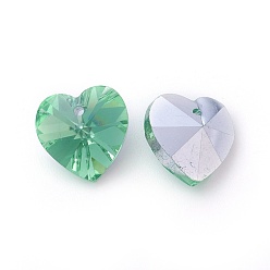 Medium Aquamarine Romantic Valentines Ideas Glass Charms, Faceted Heart Pendants, Medium Aquamarine, 14x14x8mm, Hole: 1mm