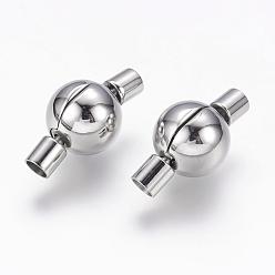 Stainless Steel Color 304 Stainless Steel European Style Clasps, Round, Stainless Steel Color, 18x10mm, Hole: 3mm