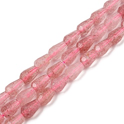 Strawberry Quartz Natural Strawberry Quartz Beads Strands, Faceted, Teardrop, 5.5~8.3x4.1~4.35mm, Hole: 0.5mm, about 58pcs/strand, 15.43~15.55 inch(39.2~39.5cm)