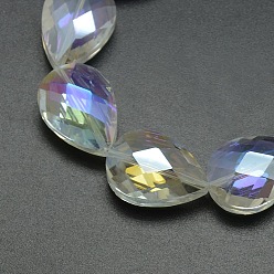 AB Color Plated Electroplate Crystal Glass Teardrop Beads Strands, Faceted, AB Color Plated, 24x17x11mm, Hole: 1mm, about 30pcs/strand, 28.3 inch