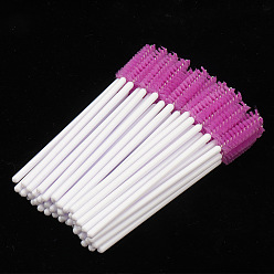 Magenta Nylon Disposable Eyebrow Brush with Plastic Handle, Mascara Wands, for Extensions Lash Makeup Tools, Magenta, 9.8cm