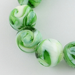 Lime Vert Perles lampwork, perles au chalumeau, faits à la main, ronde, lime green, 14mm, Trou: 1~2mm