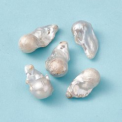 Color de la concha Perlas keshi naturales barrocas, pepitas, color de concha, 30~37x16~19.5x15~16 mm, agujero: 0.7 mm