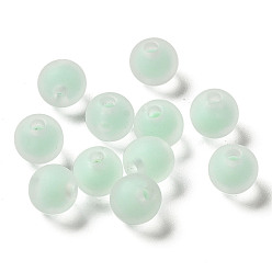 Vert Printemps Moyen Perles acryliques transparentes, givré, Perle en bourrelet, ronde, vert printemps moyen, 8x7mm, Trou: 2mm, environ: 1724 pcs / 500 g