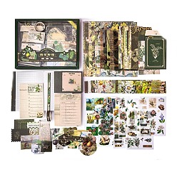 Dark Green Scrapbook Paper Kit, for DIY Album Scrapbook, Background Paper, Diary Decoration, Dark Green, 230x185mm, about 155pcs/set
