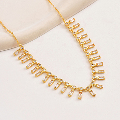 Прозрачный Золотое латунное прямоугольное ожерелье с подвесками для женщин, прозрачные, 15.75 дюйм (40 см)