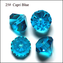 Dodger Blue Imitation Austrian Crystal Beads, Grade AAA, Faceted, Diamond, Dodger Blue, 6x4mm, Hole: 0.7~0.9mm