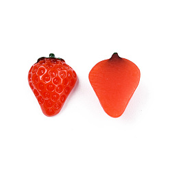 Rouge Cabochons décodés en résine, fraise, rouge, 15~16x11~12x5.5~6.5mm