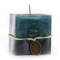 Teal Cuboid-shape Aromatherapy Smokeless Candles, with Box, for Wedding, Party, Votives, Oil Burners and Home Decorations, Teal, 7.1x7.1x7.65cm