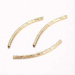 Real 18K Gold Plated Brass Tube Beads, Curved, Cadmium Free & Nickel Free & Lead Free, Real 18K Gold Plated, 30~35x2mm, Hole: 1mm