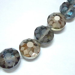 Camel Electorplated Glass Beads, Rainbow Plated, Faceted, Flat Round, Camel, 14x9mm, Hole: 1mm