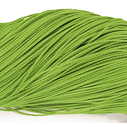 Yellow Green Round Waxed Polyester Cord, Taiwan Waxed Cord, Twisted Cord, Yellow Green, 1mm, about 415.57 yards(380m)/bundle