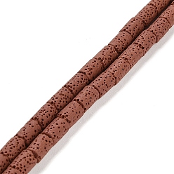 Sienna Natural Lava Rock Beads Strands, Column, Dyed, Sienna, 10x6mm, Hole: 1.4mm, about 40pcs/strand, 15.75 inch(40cm)