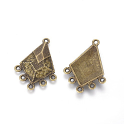 Antique Bronze Tibetan Style Alloy Chandelier Components Links, Rhombus, Nickel Free, Antique Bronze, 31.5x22.5x3mm, Hole: 1.5mm