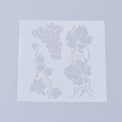 White Plastic Reusable Drawing Painting Stencils Templates, for Painting on Scrapbook Paper Wall Fabric Floor Furniture Wood, Plant , White, 130x130x0.2mm