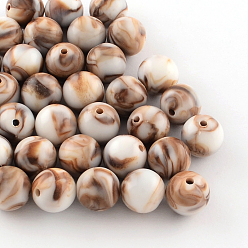 Camel Opaque Acrylic Beads, Round, Camel, 10mm, Hole: 2mm, about 950pcs/500g