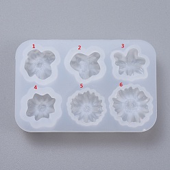 White DIY Flower Silicone Molds, for UV Resin & Epoxy Resin Jewelry Making, White, 84x56x11mm