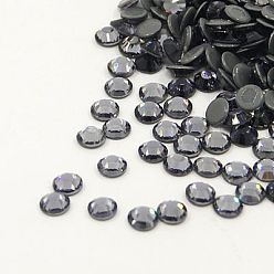 Diamante Negro Rhinestone revisión de vidrio, aa grado, la espalda plana y facetas, plano y redondo, diamante negro, ss 12, 3.0~3.2 mm, sobre 1440 unidades / bolsa
