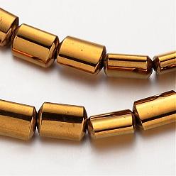 Golden Plated Electroplate Non-magnetic Synthetic Hematite Bead Strands, Rectangle, Golden Plated, 6x4x3mm, Hole: 1mm, about 67pcs/strand, 15.7 inch