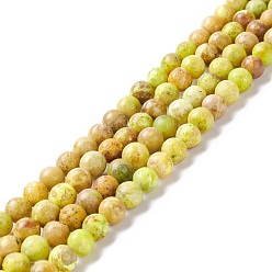 Yellow Natural Calcite Beads  Strands, Round, Yellow, 6mm, Hole: 1mm, about 65~66pcs/strand, 15.94''(40.5cm)