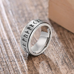 Нержавеющая Сталь Цвет Вращающееся кольцо из нержавеющей стали с символом викинга, кольцо для облегчения беспокойства, вращающееся кольцо, цвет нержавеющей стали, размер США 12 (21.4 мм)