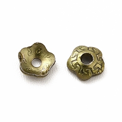 Antique Bronze Ion Plating(IP) 304 Stainless Steel Bead Caps, Flower, 5-Petal, Antique Bronze, 4x4x1mm, Hole: 1mm