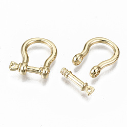 Real 18K Gold Plated Brass D-Ring Anchor Shackle Clasps, for Bracelets Making, Nickel Free, Real 18K Gold Plated, 18~20x16x5mm, Hole: 1.2mm