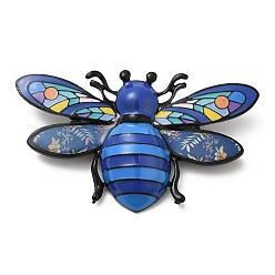 Bleu Épingles en émail d’abeilles, Broche en alliage noir d'électrophorèse pour sac à dos de vêtements, bleu, 41.5x70.5x13.5mm